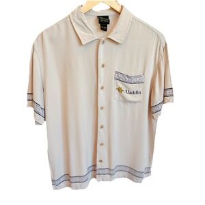Disney Our Universe Aladdin Cave of Wonders Shirt Men's Small Tan Button-Up